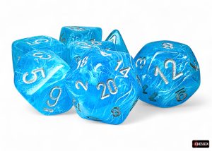 Chessex Mega-Hedral 7 Dice Set Luminary Sky-Silver - dice set