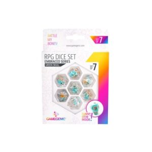 Dice Embraced Green Skull RPG Dice Set - dice set