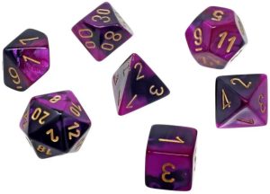 Gemini Mini-hedral Black-Purple/Gold 7 Dice set - dice set