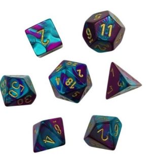Gemini Mini-hedral Purple-Teal/Gold 7 Dice set - dice set