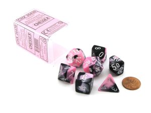 Gemini Polyhedral Black-Pink/White 7 Dice set - dice set