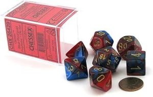 Gemini Polyhedral Blue-Red/Gold 7 Dice set - dice set