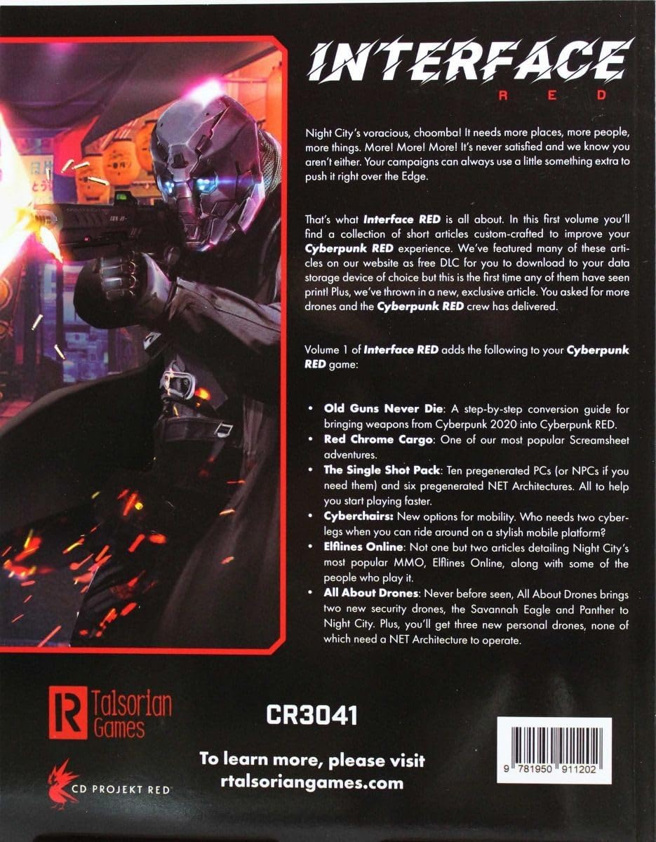 Cyberpunk RED Interface RED Volume I Back